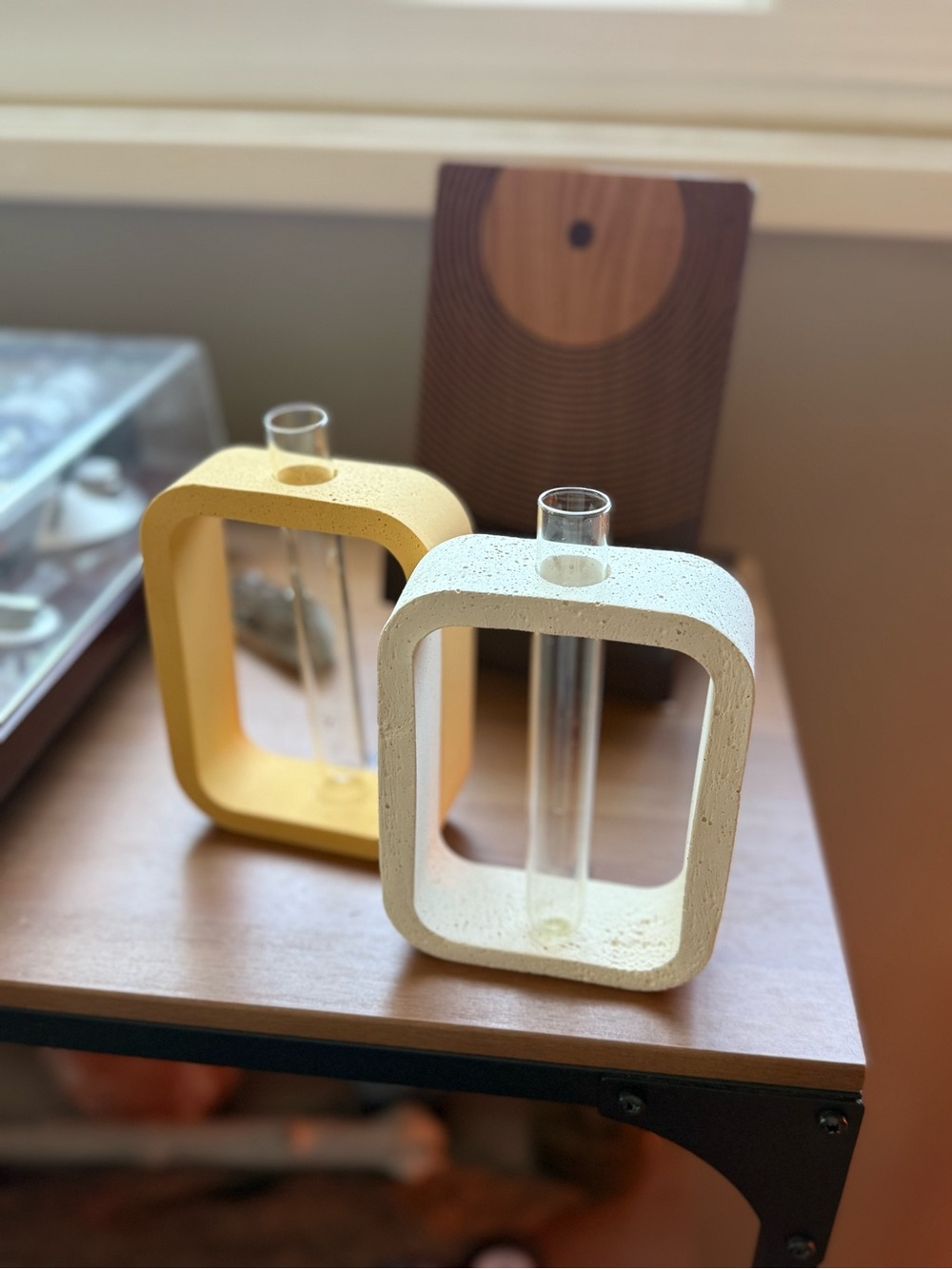 Minimalist Ceramic Test Tube Bud Vase Set - Yellow and Cream